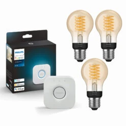 3x Philips Hue White 7W E27 Filament + Bridge