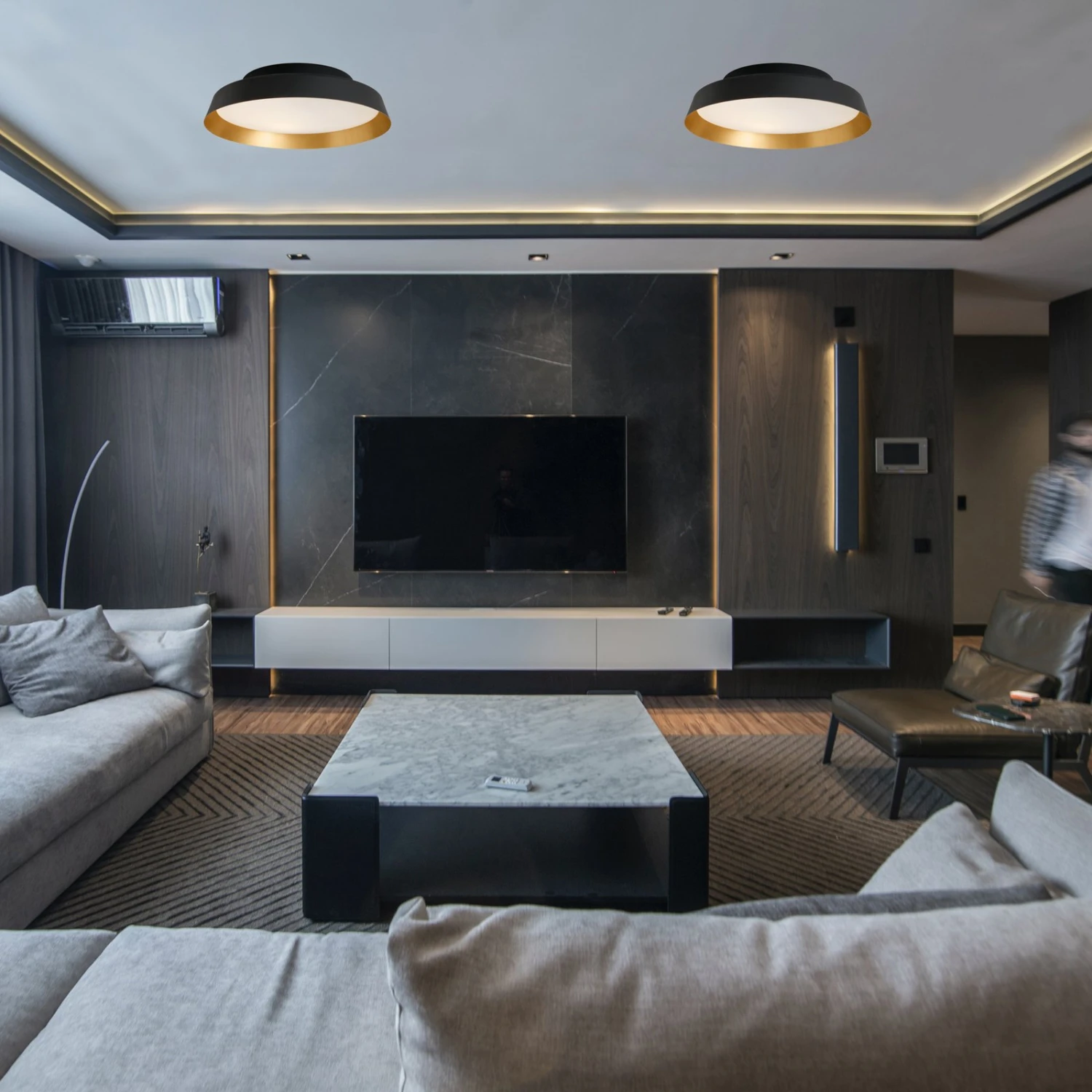 LED-Außendeckenleuchte Boop! Ø37cm Schwarz/gold 2 LED-Außendeckenleuchte Boop! Ø37cm Schwarz/gold – Bild 2