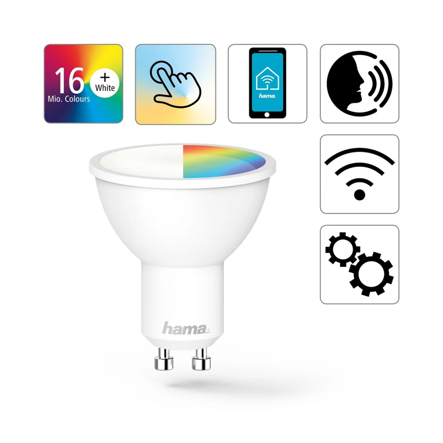 Hama WLAN LED-Reflektor GU10 5,5W 120° RGBW Dim 1 Hama WLAN LED-Reflektor GU10 5,5W 120° RGBW Dim