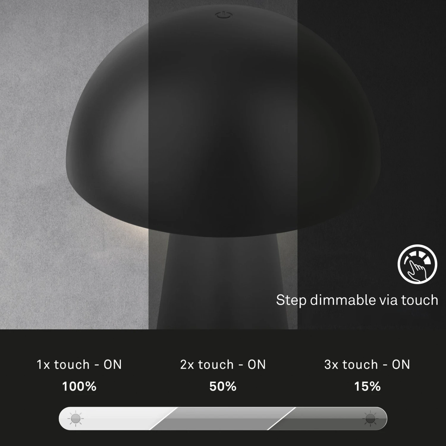 LED-Akku-Tischleuchte Fungo, Aufladbar, Schwarz 7 LED-Akku-Tischleuchte Fungo, Aufladbar, Schwarz – Bild 7