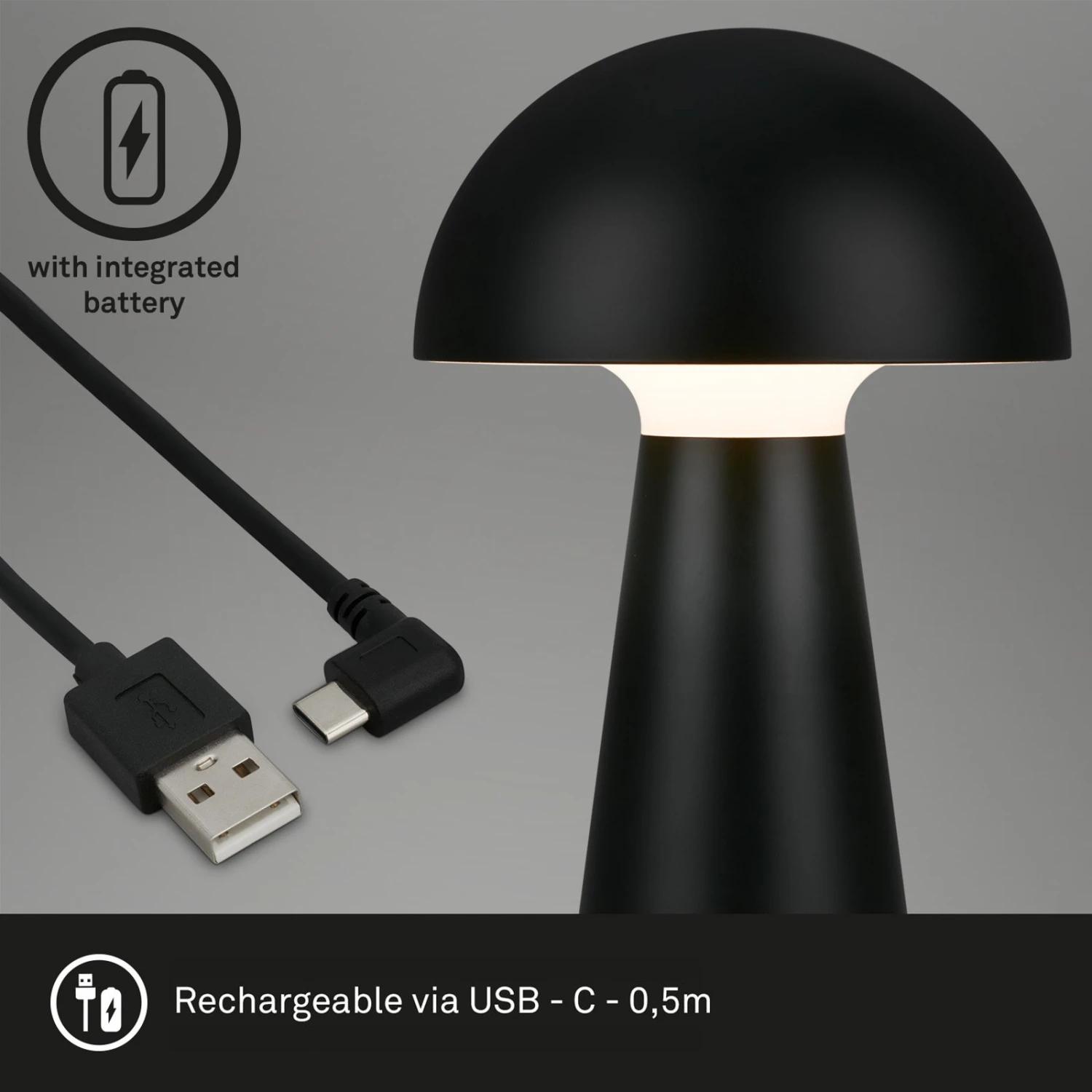 LED-Akku-Tischleuchte Fungo, Aufladbar, Schwarz 8 LED-Akku-Tischleuchte Fungo, Aufladbar, Schwarz – Bild 8