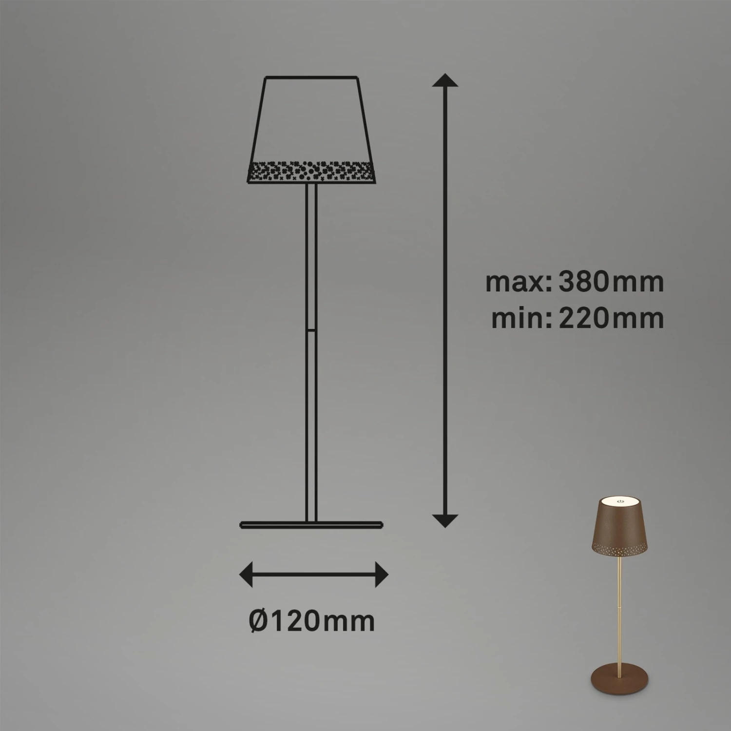 LED-Tischleuchte Kiki Mit Akku 3.000K, Braun/gold 2 LED-Tischleuchte Kiki Mit Akku 3.000K, Braun/gold – Bild 2
