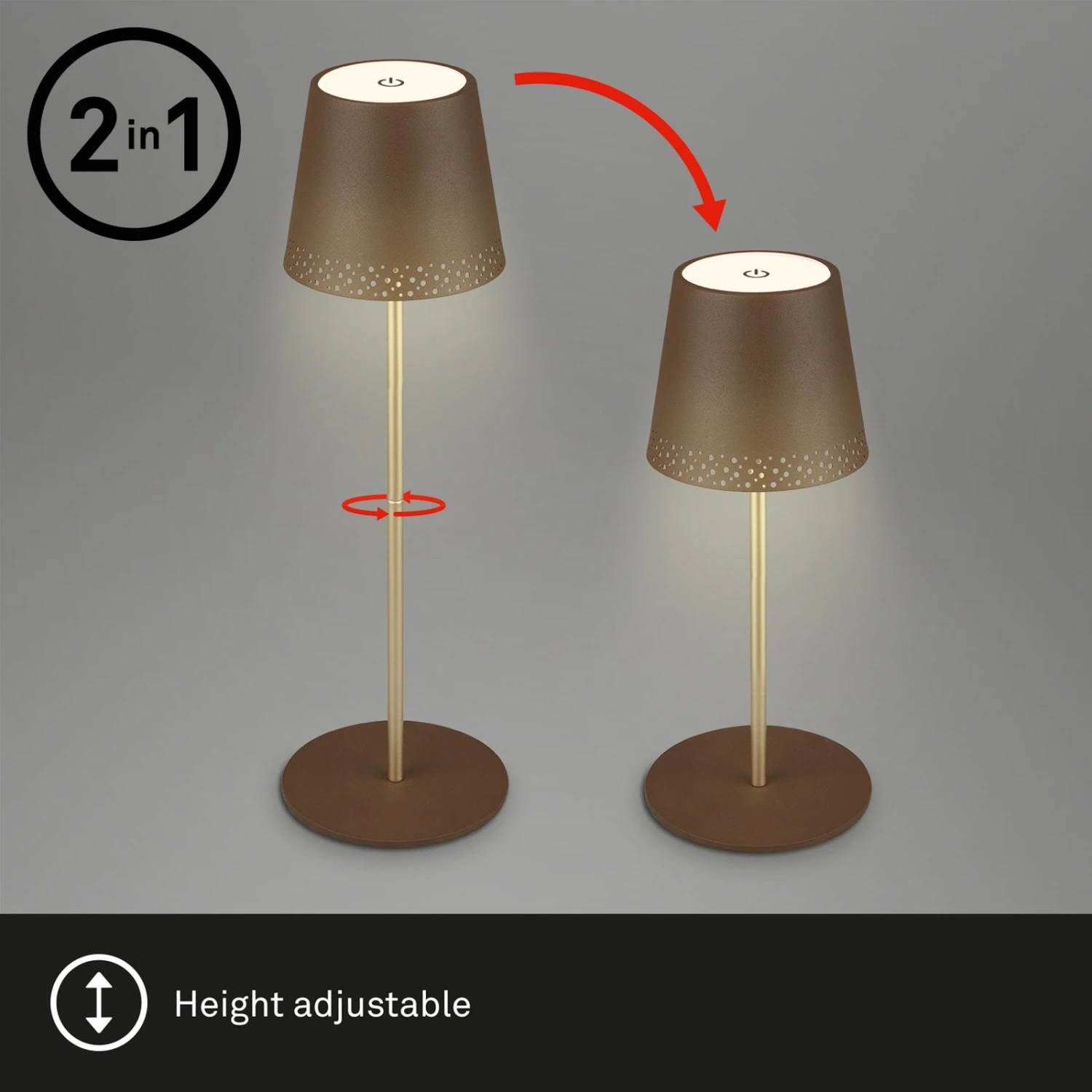 LED-Tischleuchte Kiki Mit Akku 3.000K, Braun/gold 9 LED-Tischleuchte Kiki Mit Akku 3.000K, Braun/gold – Bild 9