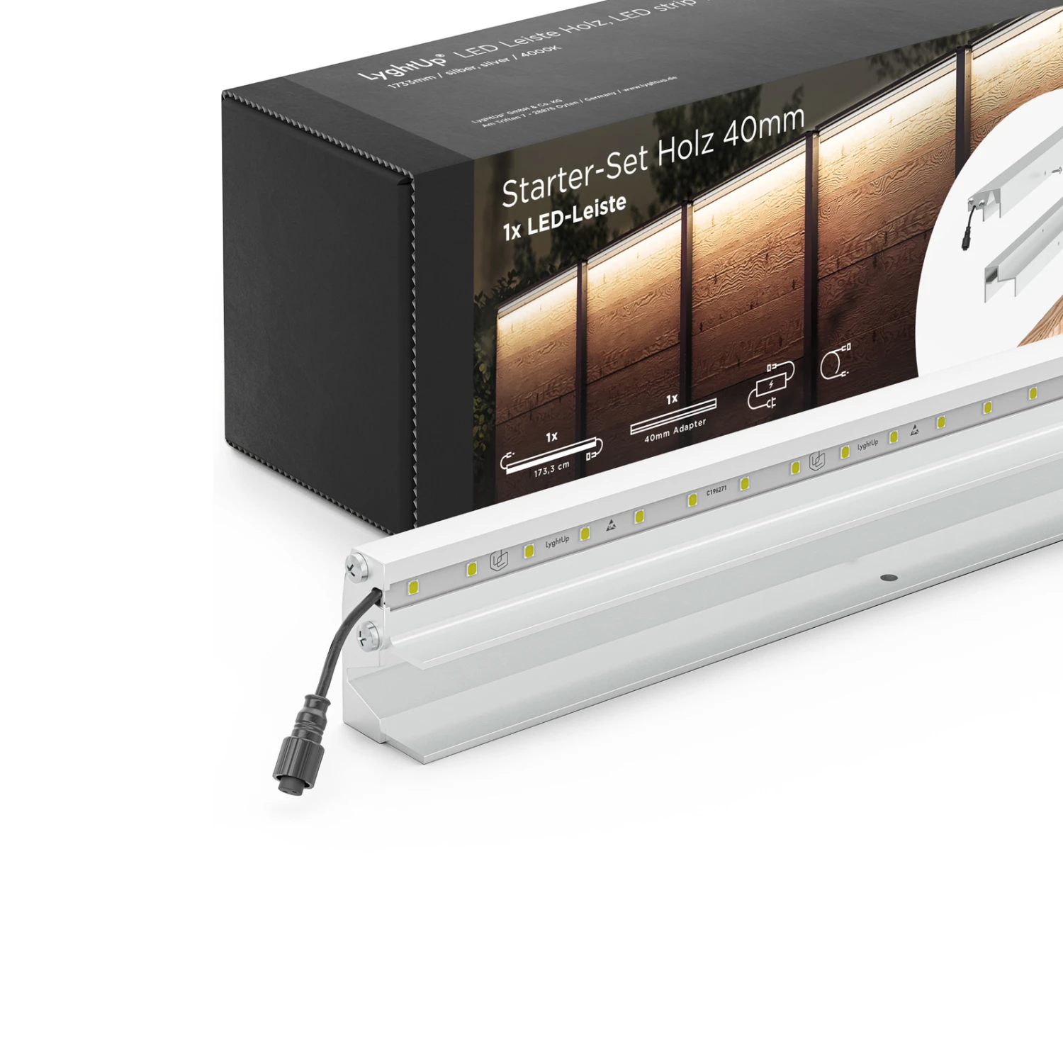 LED-Lichtleiste 1er-Starter-Set Holzzaun Silber 6 LED-Lichtleiste 1er-Starter-Set Holzzaun Silber – Bild 6