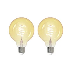 Prios LED-Globe E27 G95 4,9W WLAN Klar Amber, 2er