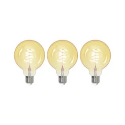 Prios LED-Globe E27 G95 4,9W WLAN Klar Amber, 3er