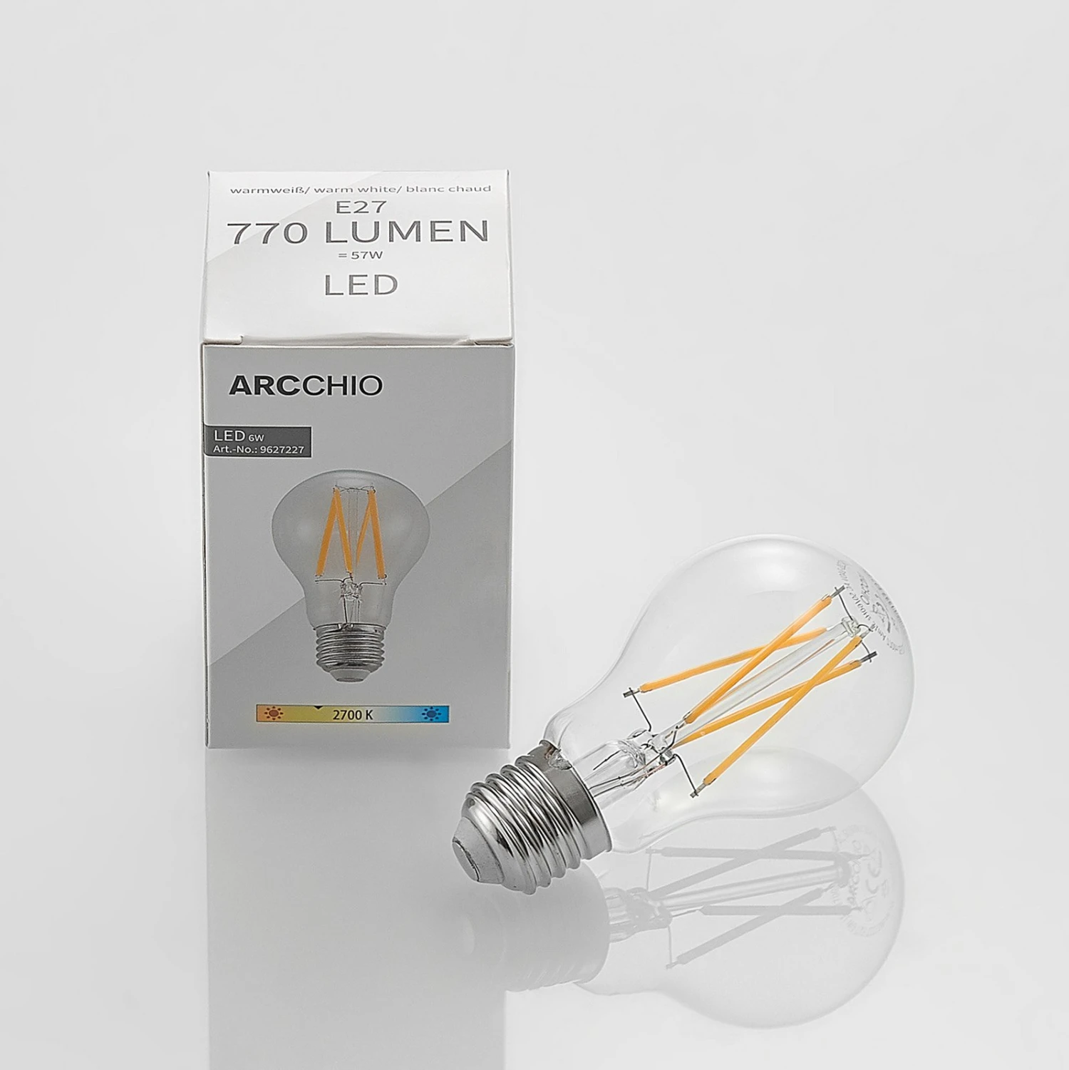 LED-Lampe E27 6W 2.700K Filament,dimmbar Klar 3er 5 LED-Lampe E27 6W 2.700K Filament,dimmbar Klar 3er – Bild 5