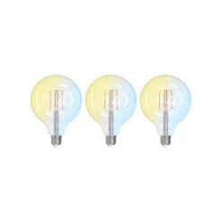 Prios LED-Filamentlampe E27 G125 7W WLAN Klar 3er
