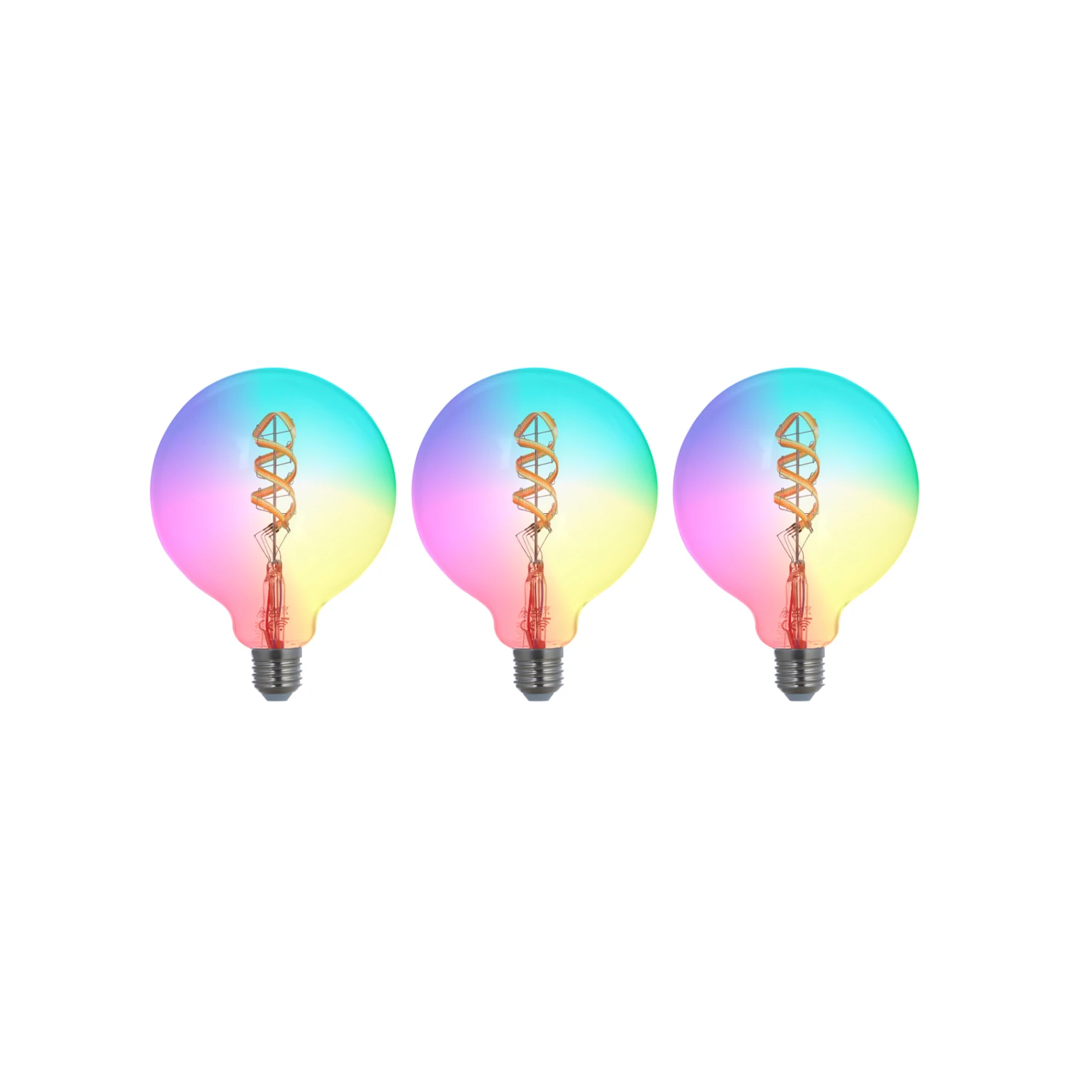 Prios LED-Filament E27 G125 4W RGBW WLAN Klar 3er 1 Prios LED-Filament E27 G125 4W RGBW WLAN Klar 3er