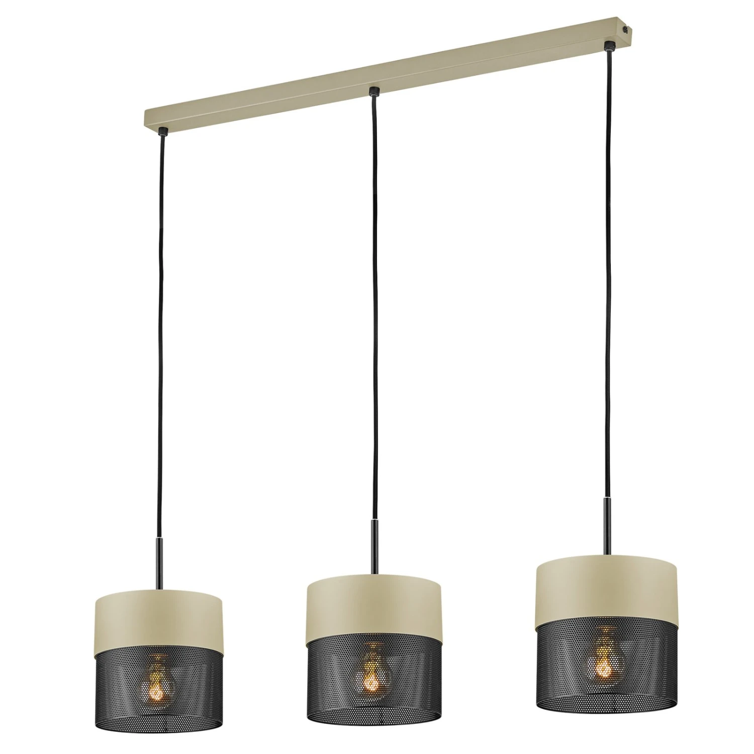 Hängeleuchte Mesh E27 3fl. Hoch, Sand/schwarz 2 Hängeleuchte Mesh E27 3fl. Hoch, Sand/schwarz – Bild 2