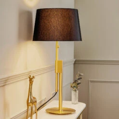 Rothfels Lemalian Stoff-Hockerleuchte, Messing