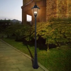 Solar-Mastleuchte London, Schwarz, 3 X E12 LED