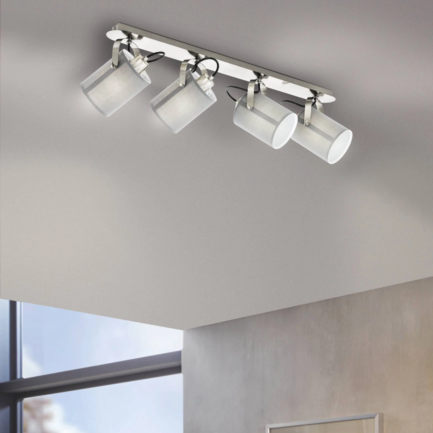 EGLO Deckenlampe Villabate Mit 4 Textilschirmen In Grau 2 EGLO Deckenlampe Villabate Mit 4 Textilschirmen In Grau – Bild 2