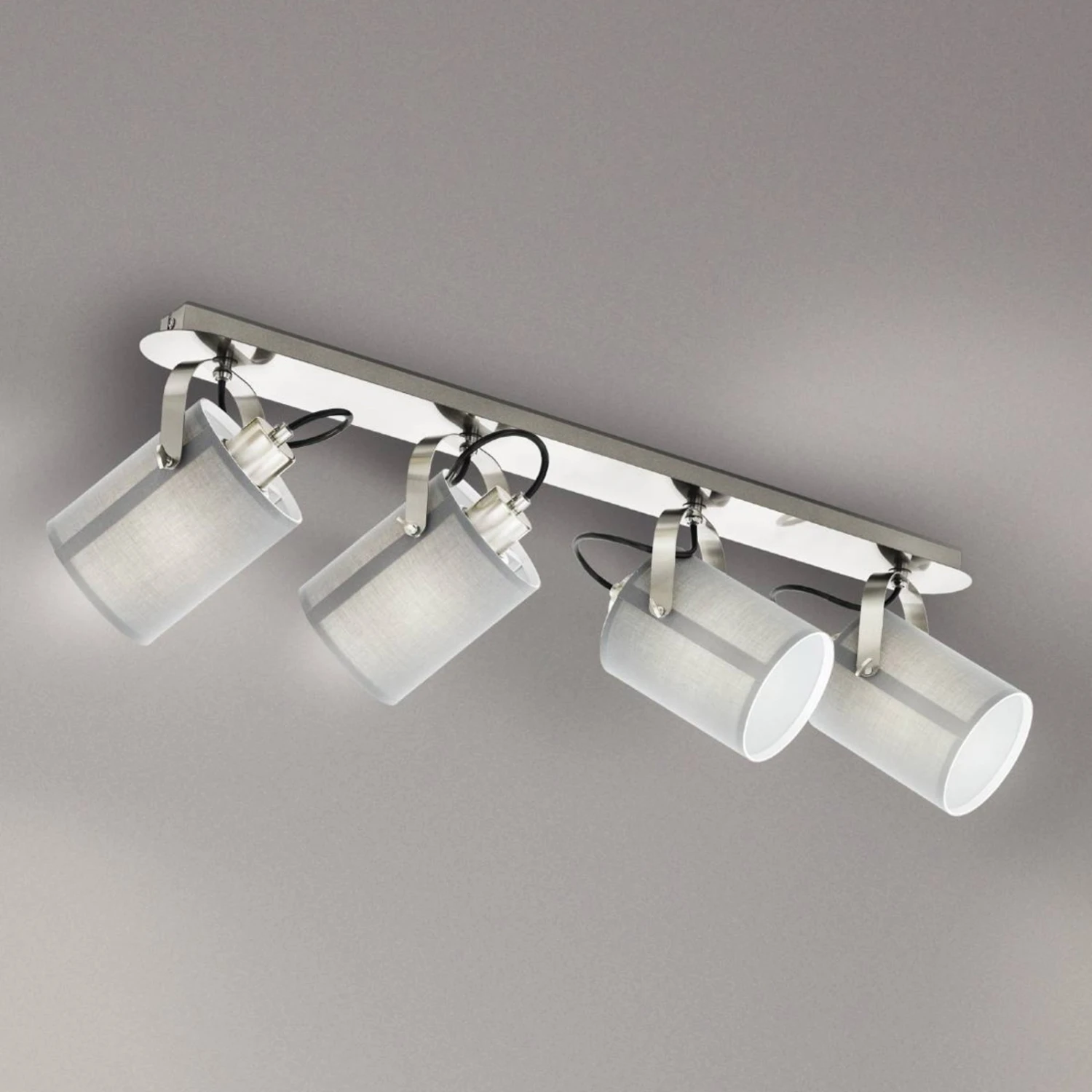 EGLO Deckenlampe Villabate Mit 4 Textilschirmen In Grau 1 EGLO Deckenlampe Villabate Mit 4 Textilschirmen In Grau