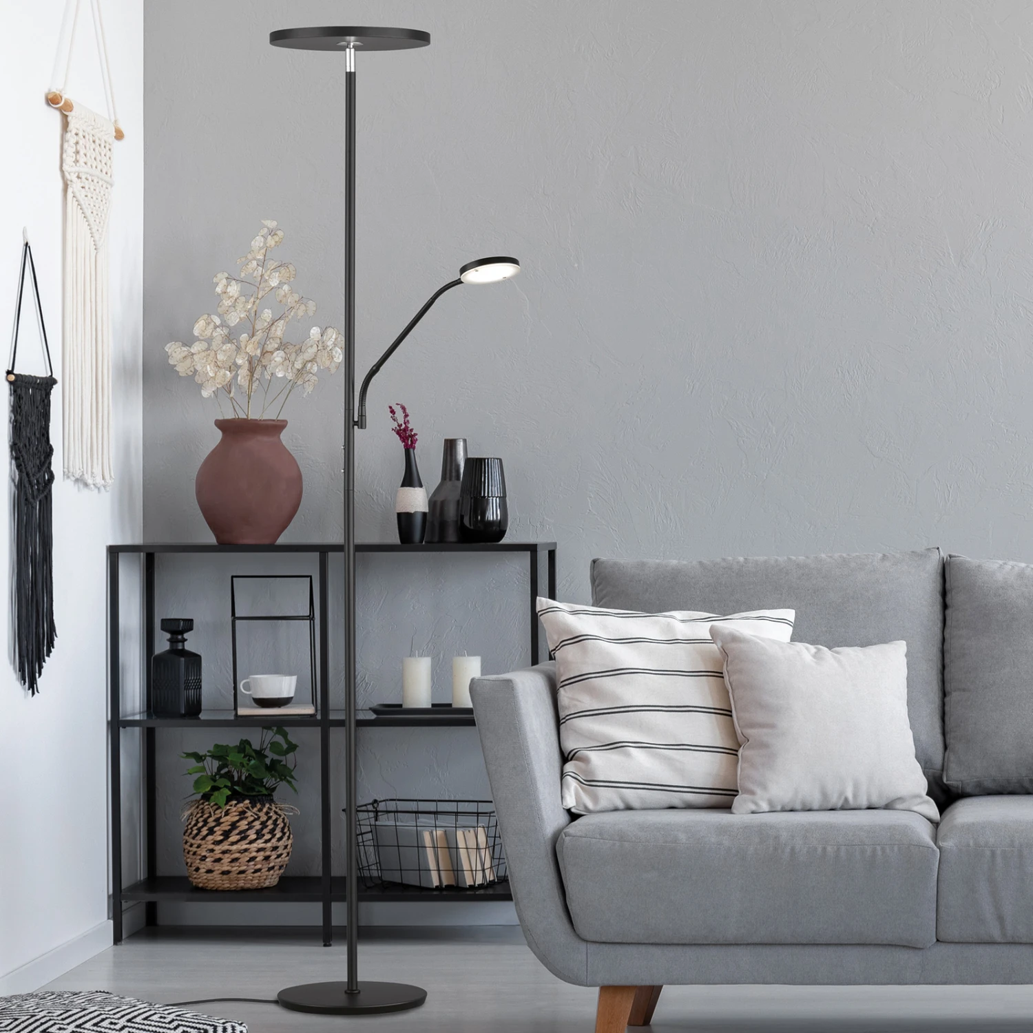 LED-Stehleuchte Fabi Mit Leselampe, Schwarz Matt 2 LED-Stehleuchte Fabi Mit Leselampe, Schwarz Matt – Bild 2