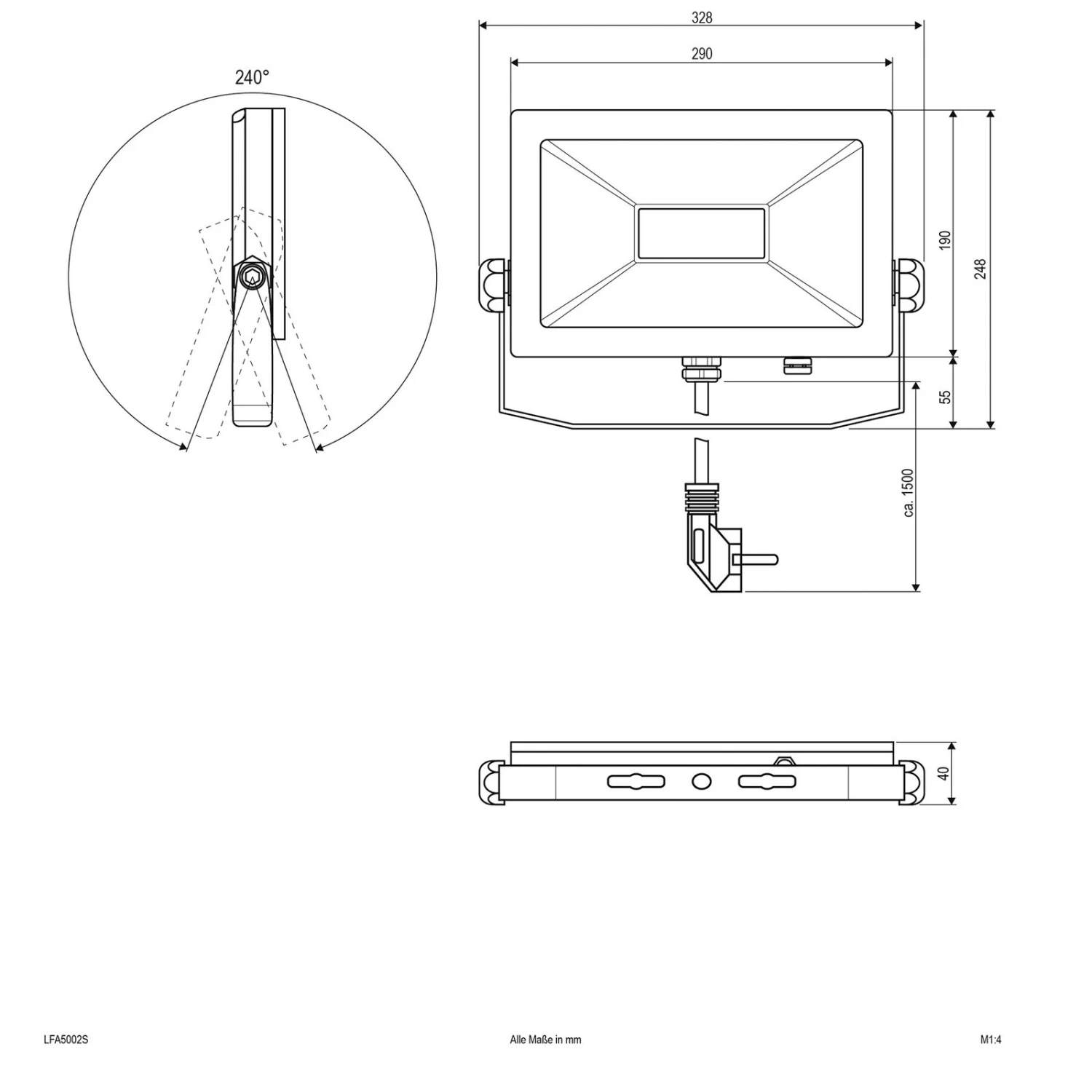EVN LFA Außenstrahler Silber Stecker 3.000K 50W 4 EVN LFA Außenstrahler Silber Stecker 3.000K 50W – Bild 4