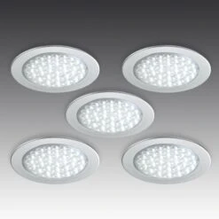 Hera R 68-LED Einbaustrahler In Edelstahloptik, 5er-Set