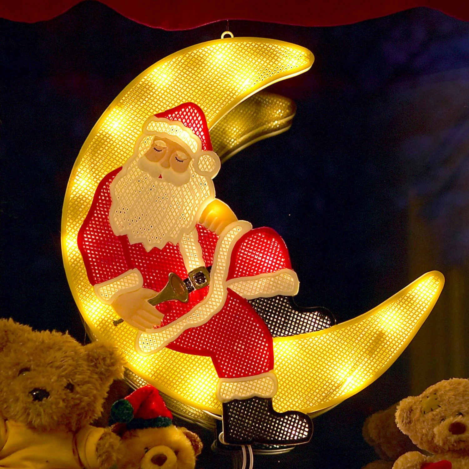 LED-Fensterbild Weihnachtsmann Im Mond 1 LED-Fensterbild Weihnachtsmann Im Mond