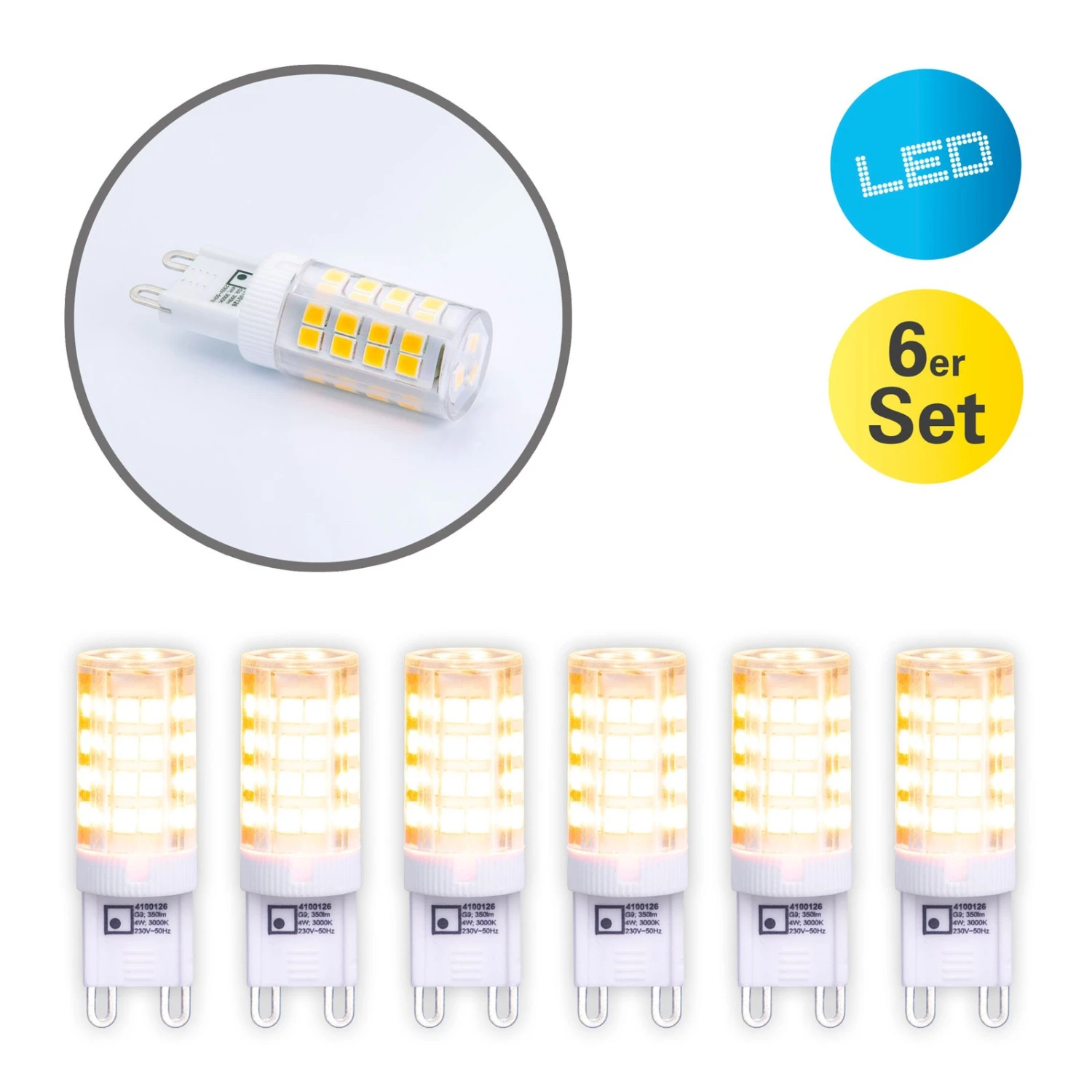 LED-Stiftlampe G9 3,5W Warmweiß 350 Lumen 6er-Pack 6 LED-Stiftlampe G9 3,5W Warmweiß 350 Lumen 6er-Pack – Bild 6