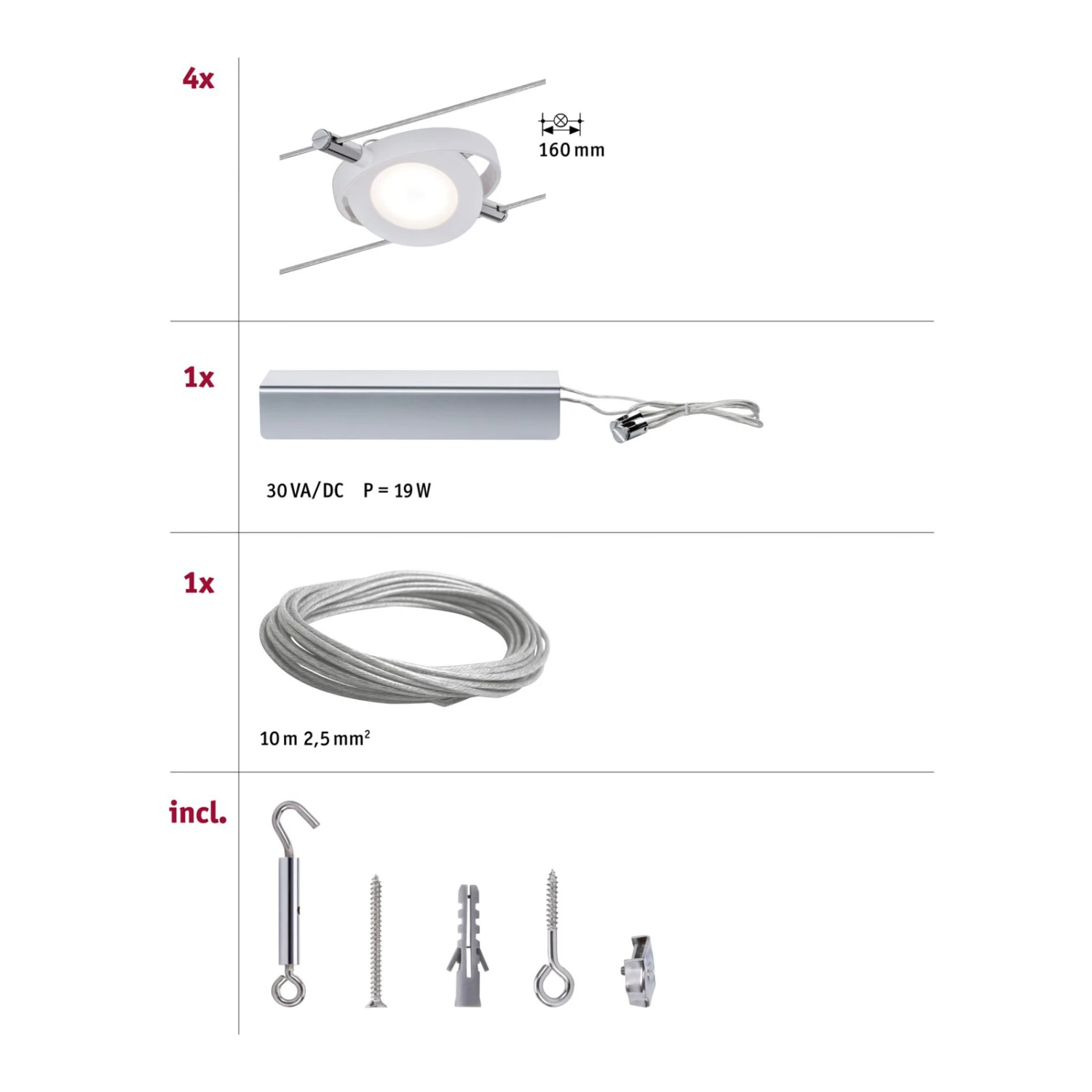 Paulmann RoundMac LED-Seilsystem 4-flammig 3 Paulmann RoundMac LED-Seilsystem 4-flammig – Bild 3