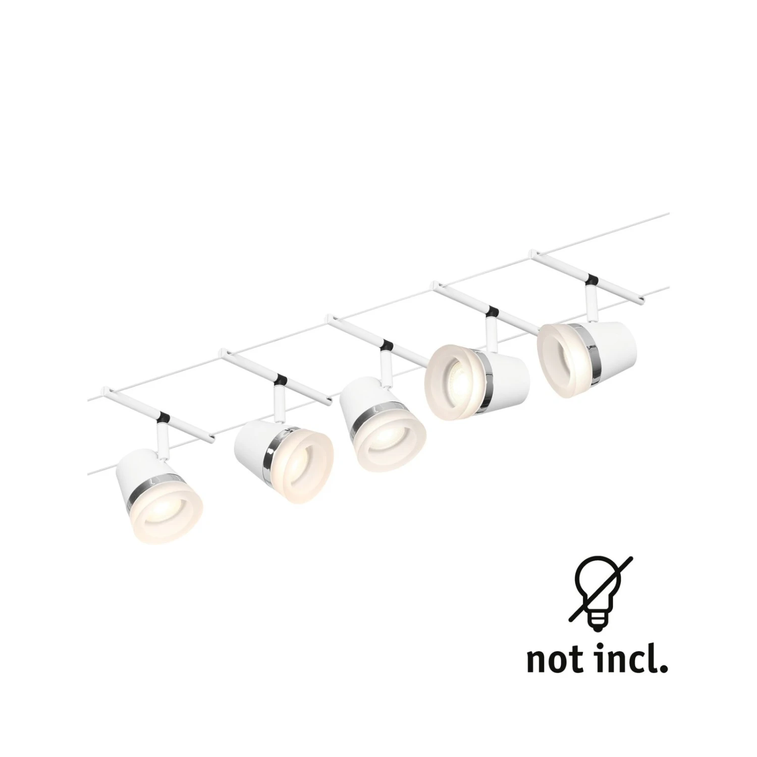 Paulmann Cone Seilsystem Basisset 5fl. Weiß Matt 2 Paulmann Cone Seilsystem Basisset 5fl. Weiß Matt – Bild 2