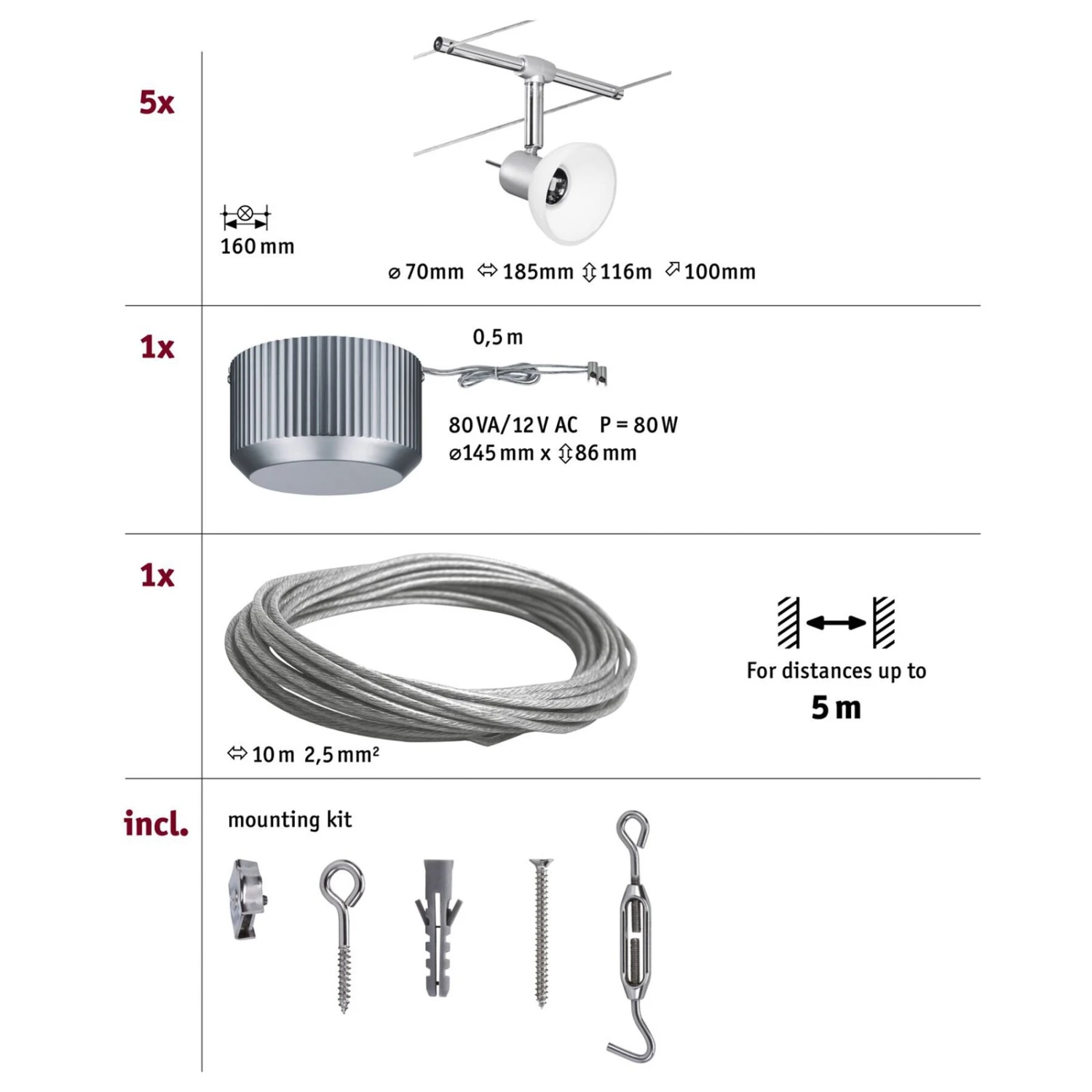Paulmann Sheela Seilsystem 5fl. Chrom Matt 7 Paulmann Sheela Seilsystem 5fl. Chrom Matt – Bild 7