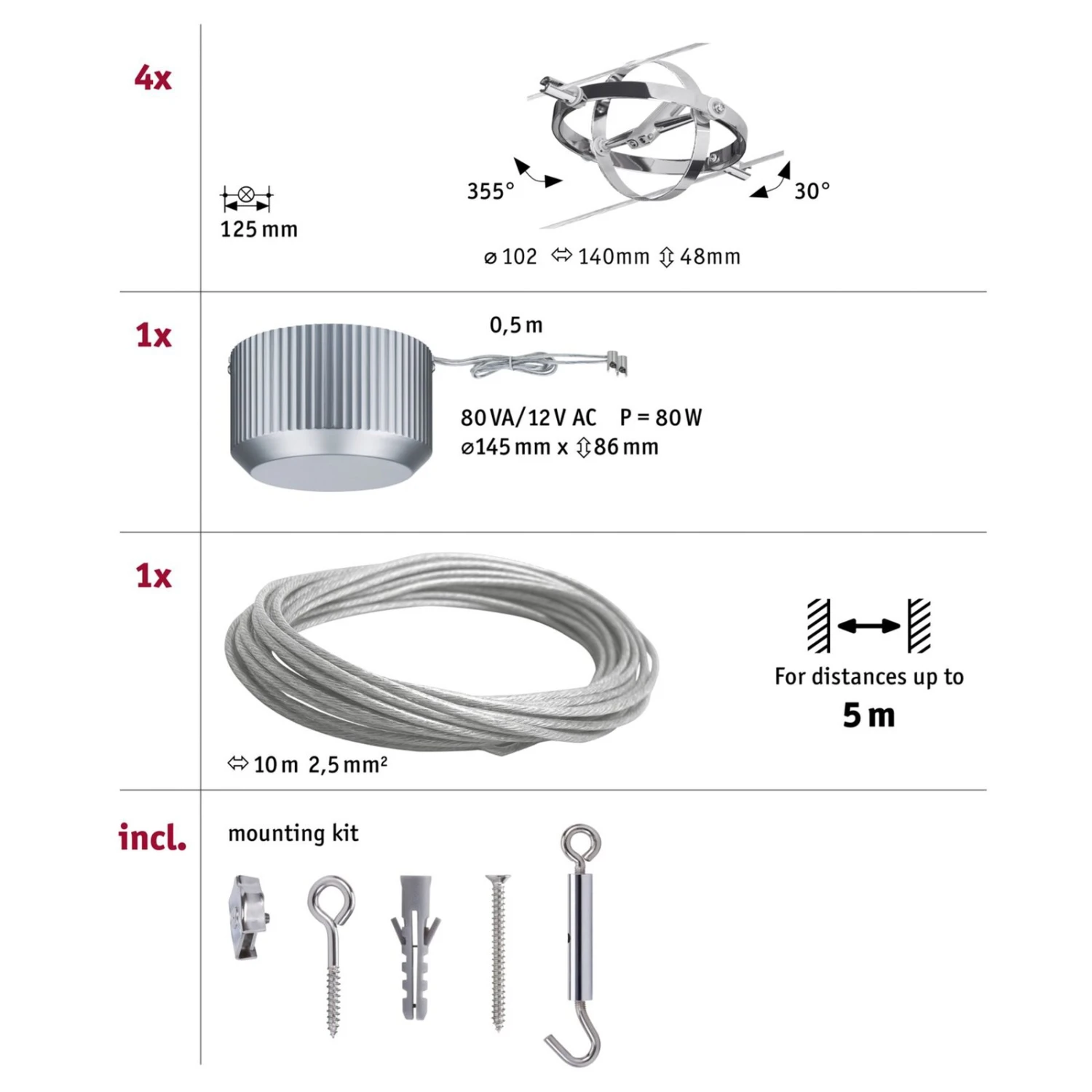 Paulmann Cardan Seilsystem 4fl. Chrom Matt/chrom 8 Paulmann Cardan Seilsystem 4fl. Chrom Matt/chrom – Bild 8