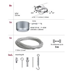 Paulmann Cardan Seilsystem 8fl. Chrom Matt/chrom -Paulmann Verkaufsgeschäft 7602922 5