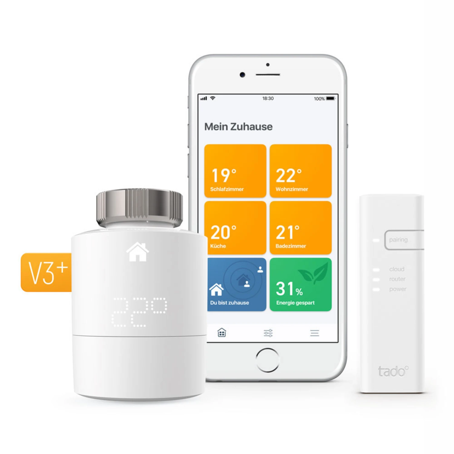 Tado° Smartes Heizkörper-Thermostat StarterKit V3+ 1 Tado° Smartes Heizkörper-Thermostat StarterKit V3+
