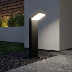 Grafitgraue LED-Wegelampe Yolena, 60 Cm