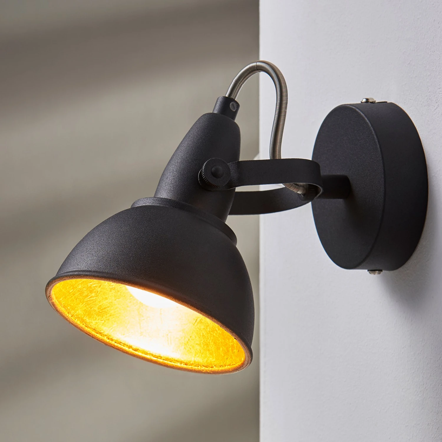 Wandleuchte Julin, Vintage-Look, Schwarz-gold 3 Wandleuchte Julin, Vintage-Look, Schwarz-gold – Bild 3