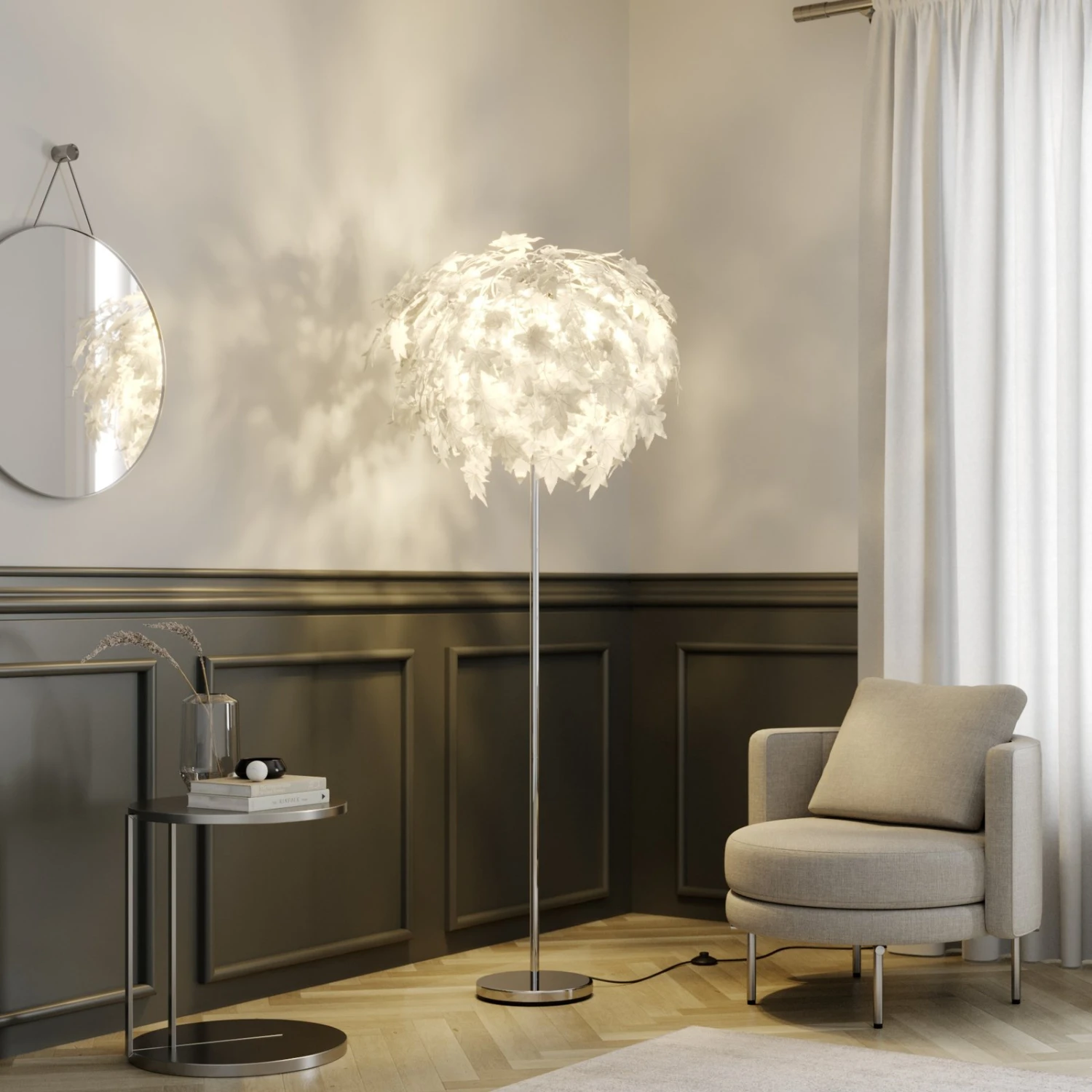 Stehlampe Maple Mit Blattdekor 2 Stehlampe Maple Mit Blattdekor – Bild 2