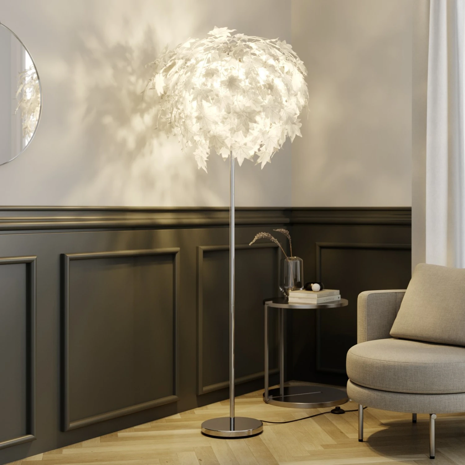 Stehlampe Maple Mit Blattdekor 1 Stehlampe Maple Mit Blattdekor