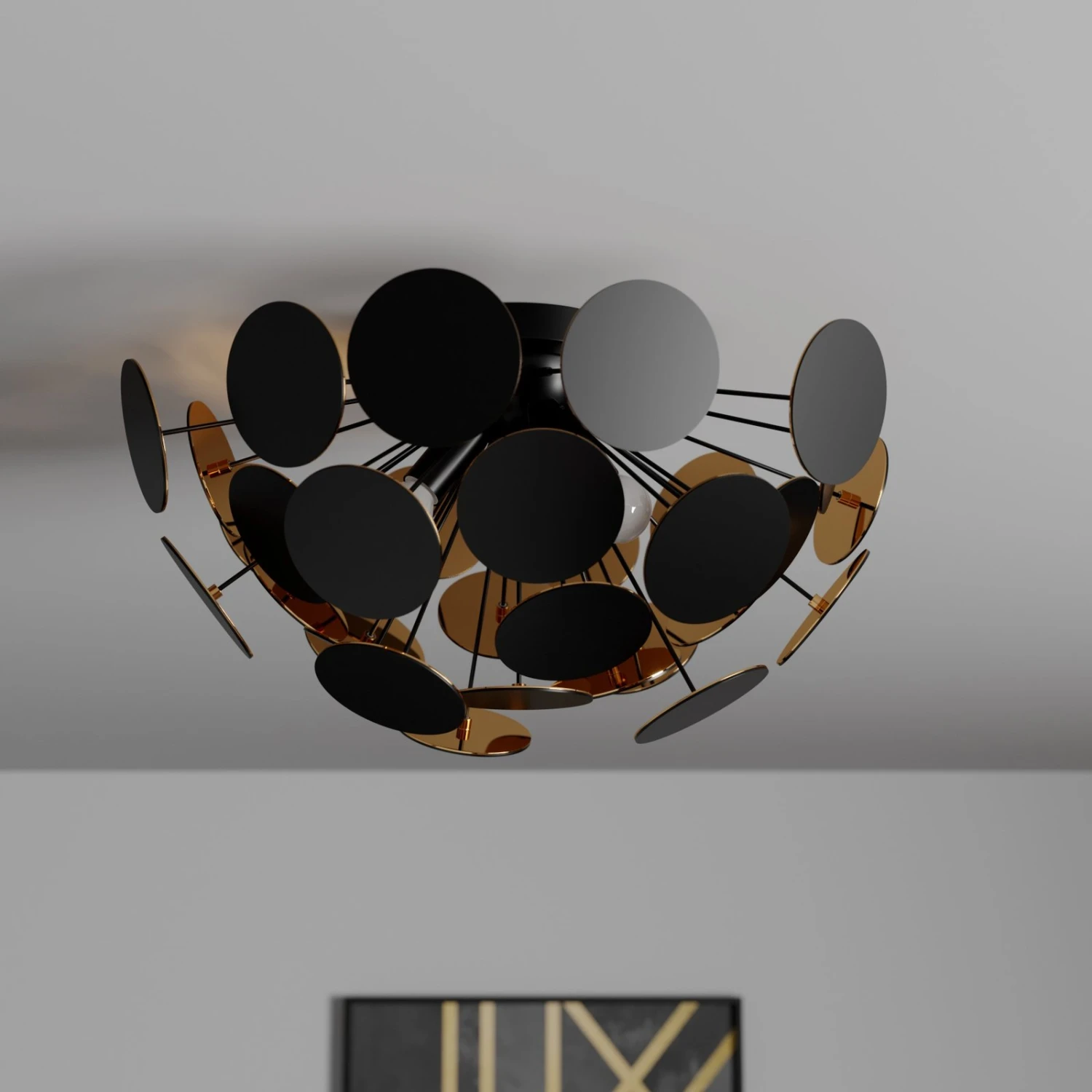 Schwarz-goldene Deckenlampe Kinan 3 Schwarz-goldene Deckenlampe Kinan – Bild 3