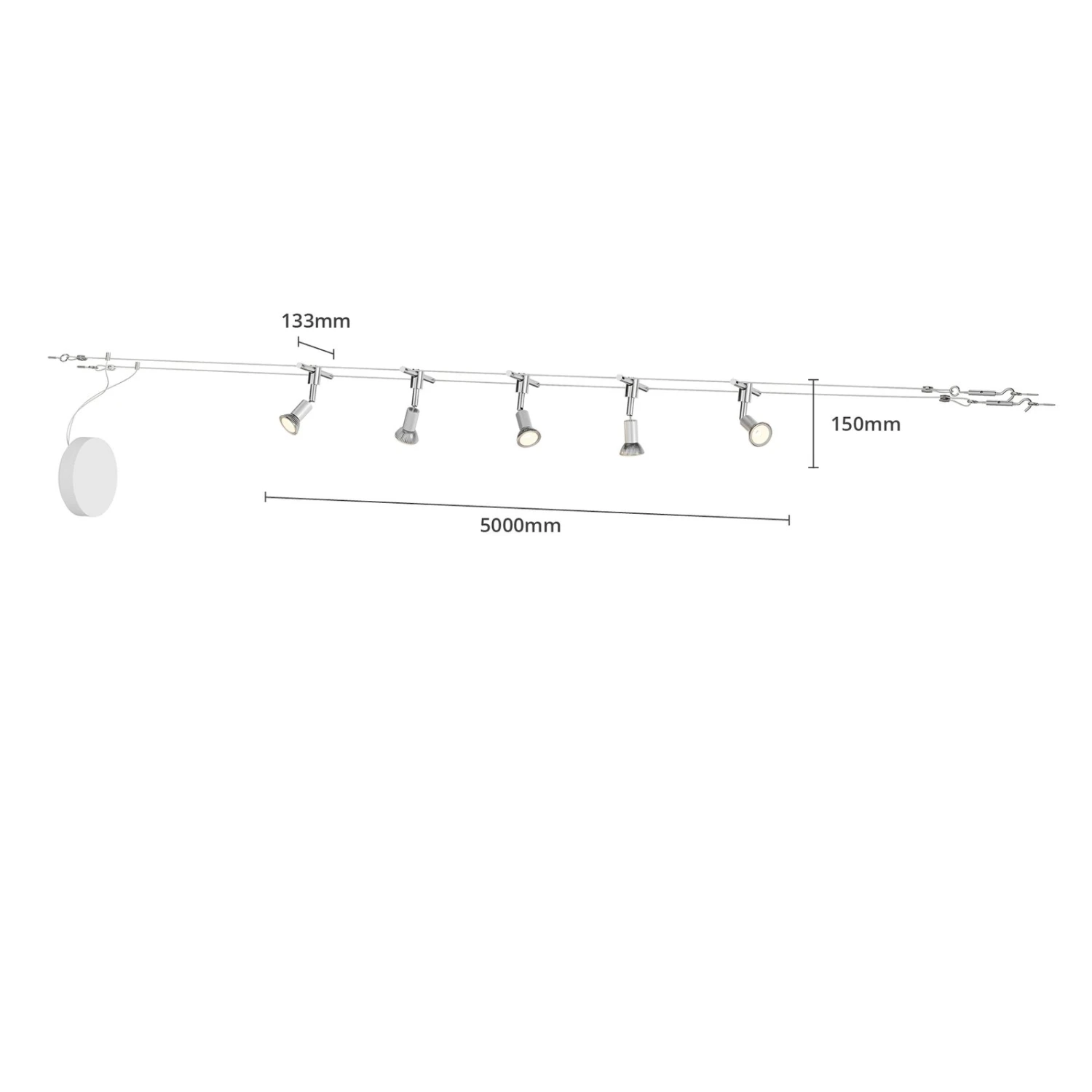 Seilsystem Rope Mit Strahlern, Fünfflammig 7 Seilsystem Rope Mit Strahlern, Fünfflammig – Bild 7
