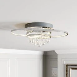 Lucande Keely LED-Deckenleuchte Kristall, 56,5 Cm