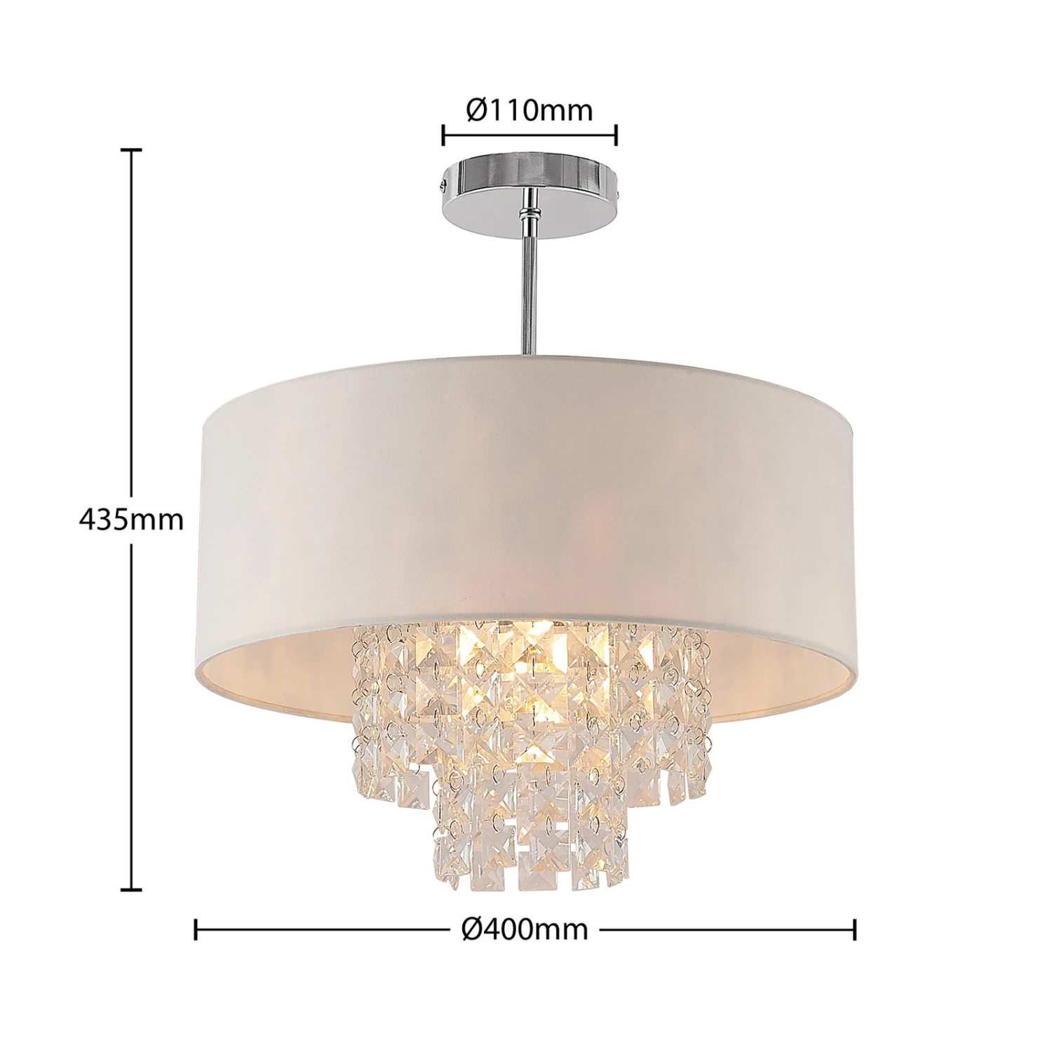 Lindby Estera Deckenleuchte Mit Behang, Weiß 4 Lindby Estera Deckenleuchte Mit Behang, Weiß – Bild 4