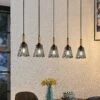 Lindby Layne Pendellampe, Korbschirme, Fünfflammig