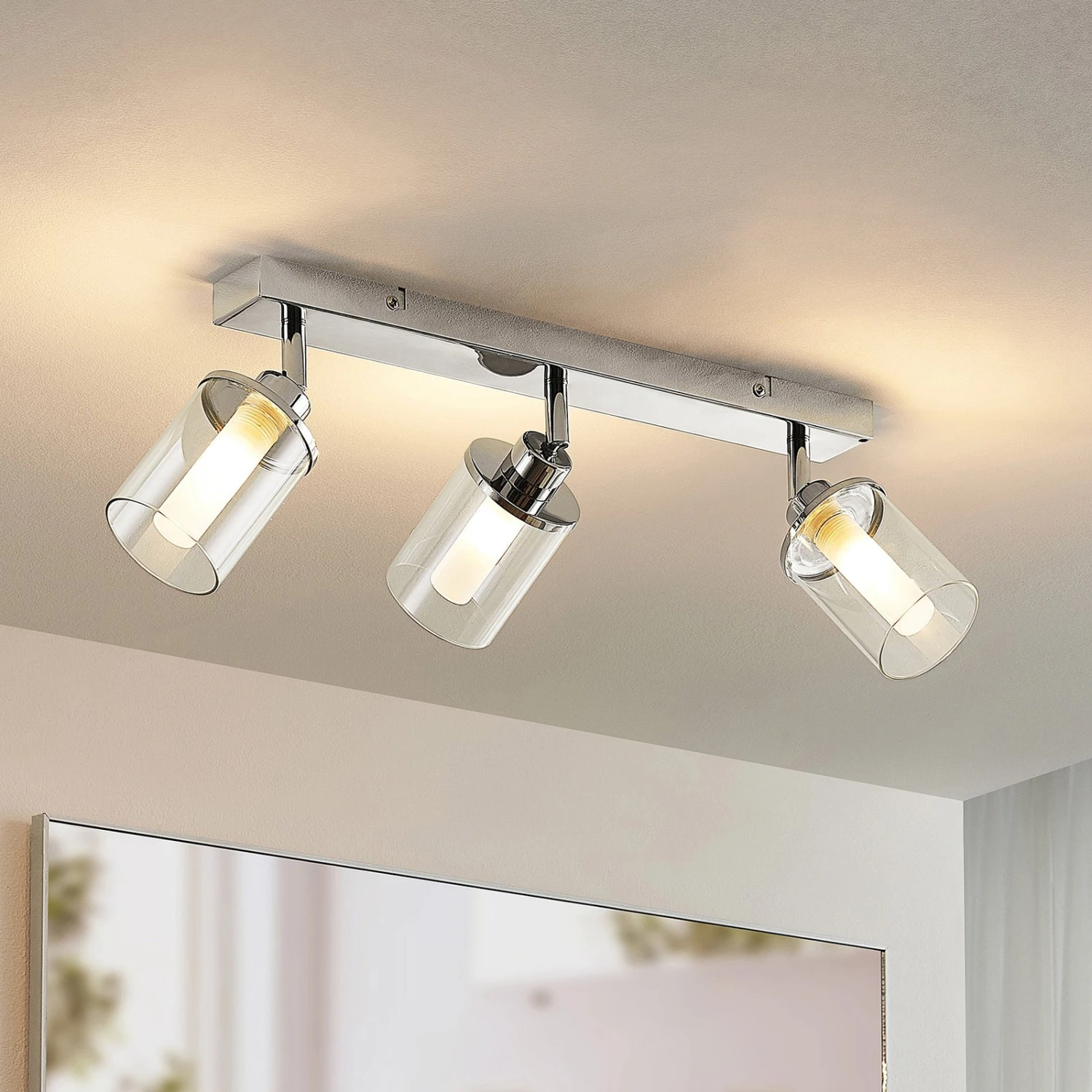 Lindby Vinza Strahler Mit Doppelschirm, Chrom Lang 1 Lindby Vinza Strahler Mit Doppelschirm, Chrom Lang