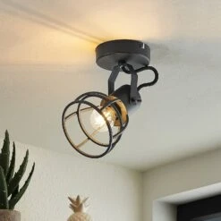 Lindby Flintos Käfig-Spot, Einflammig, Schwarz -Paulmann Verkaufsgeschäft 9628342 2