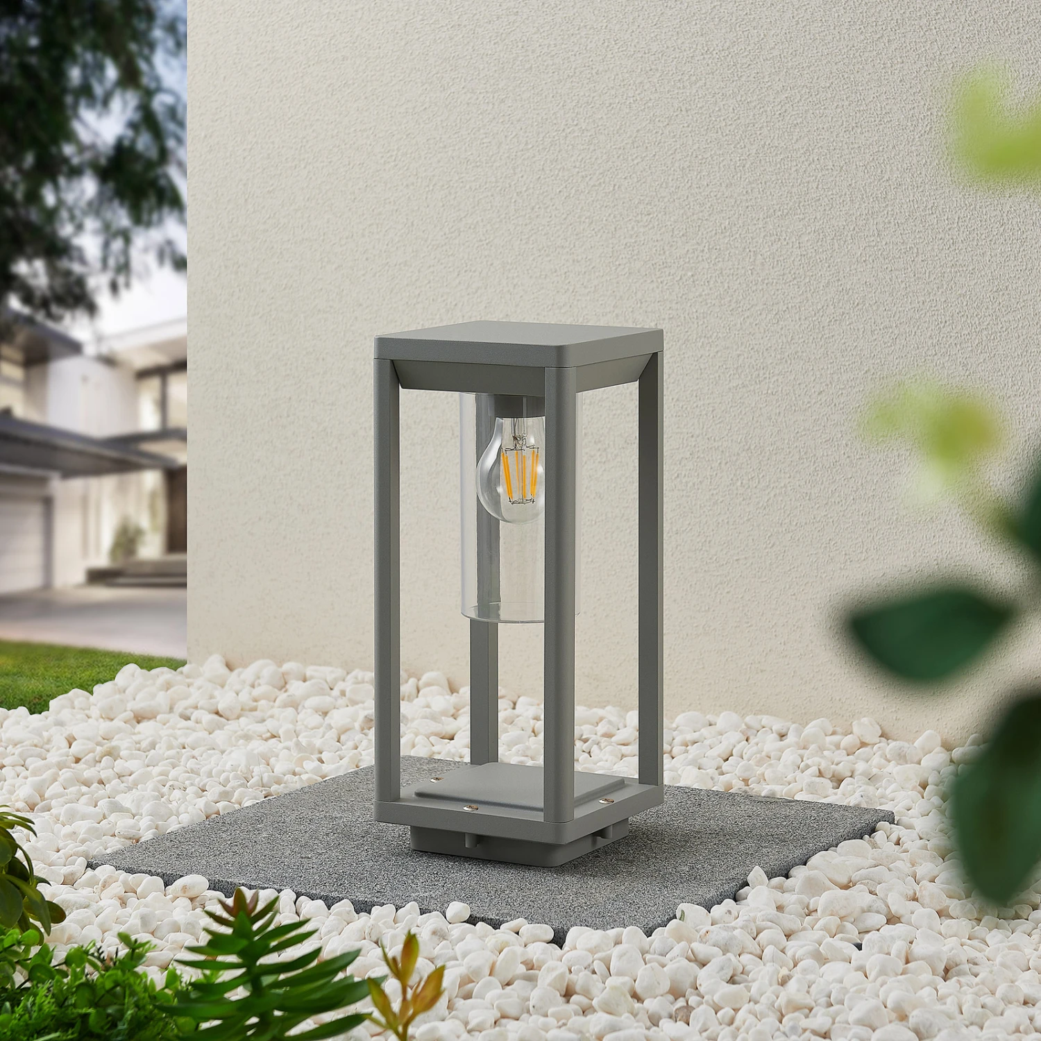 Lindby Estami Sockelleuchte, 35 Cm, Silbergrau 2 Lindby Estami Sockelleuchte, 35 Cm, Silbergrau – Bild 2