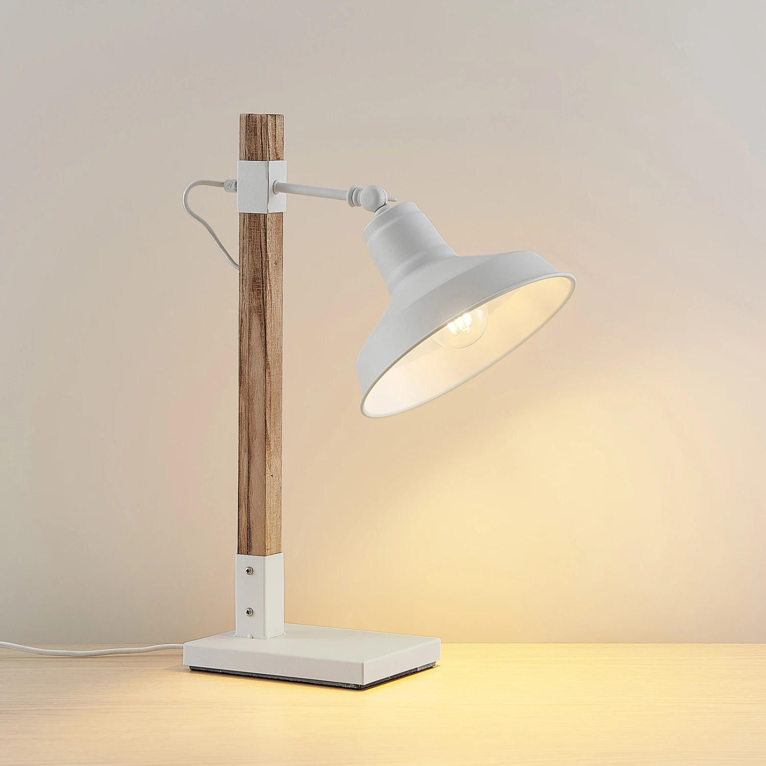 Lindby Calliora Tischlampe, Weiß, Metall Und Holz 7 Lindby Calliora Tischlampe, Weiß, Metall Und Holz – Bild 7