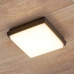 Lucande Amra LED-Außendeckenleuchte, Eckig 17,5 Cm