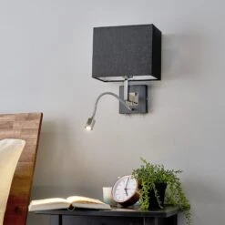 Lucande Schwarze Stoff-Wandlampe Rebekka Mit LED-Lesearm -Paulmann Verkaufsgeschäft 9976023 3